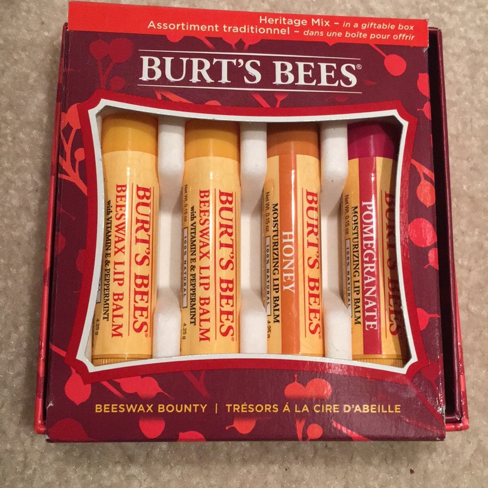 Burt’s bees 3 flavor chapstick gift box NEW!